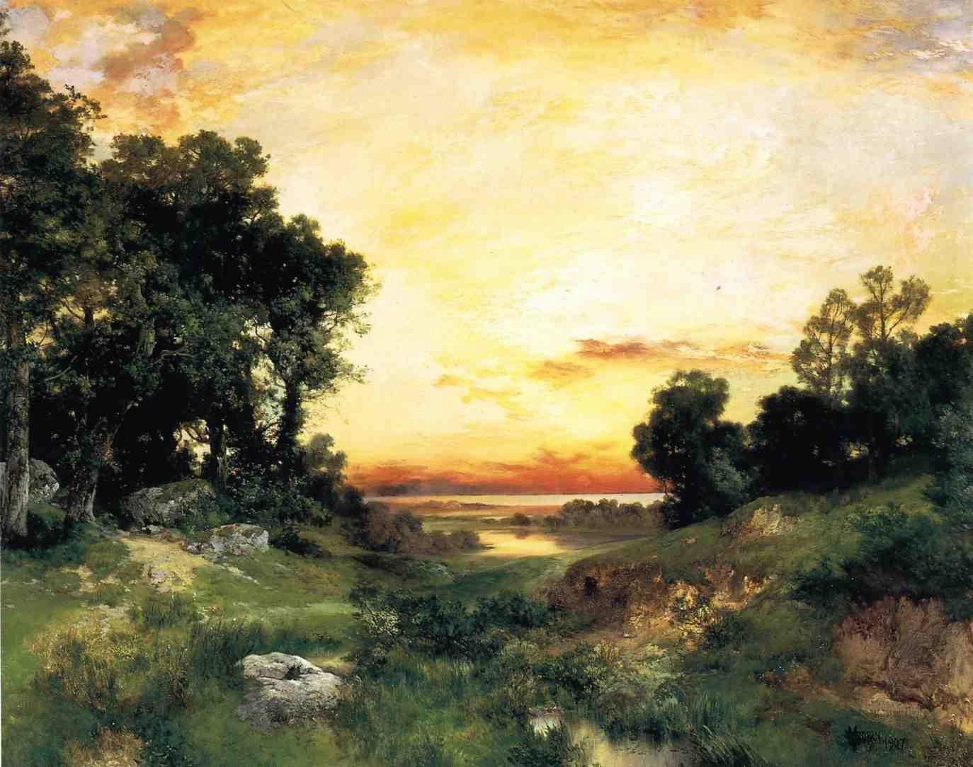 Thomas Moran Sunset, Long Island Sound